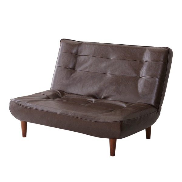 ソファー 約幅121cm 2人掛け ダークブラウン 日本製 脚付き スチールパイプ 合皮 2Pリクライニング ヴィンテージソファ リビング