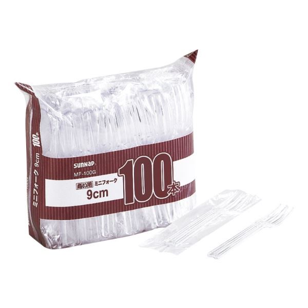 (まとめ) ミニフォーク/使い捨て食器 (9cm 100本入) アウトドア パーティー 商い用 業務用 (×100個セット)