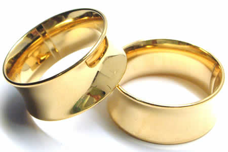 ボディピアス 24mm ゴールドプレート ダブルフレアアイレット 24ミリ 金色 ステンレス 定番 シンプル ラージホール 両側が広がった 大きい 耳 軟骨 筒 穴 拡張 gp-df24xxxxxx