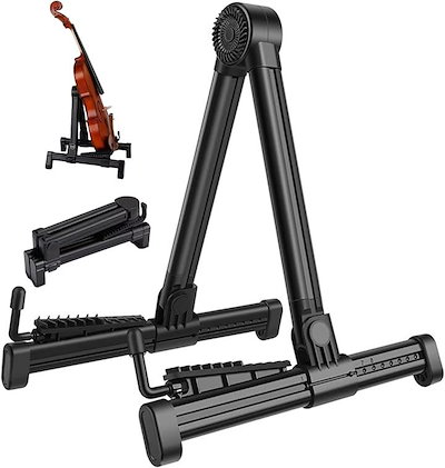 他サイト： ギタースタンド 折りたたみ 軽量 アコギ ベース エレキ ウクレレ シングル A型 立てかけ(ブラック)の商品画像