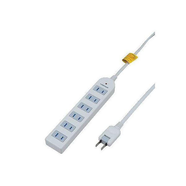 (まとめ)YAZAWA 雷ガード付延長コード・タップ6個口 Y02KS605WH(×3セット)