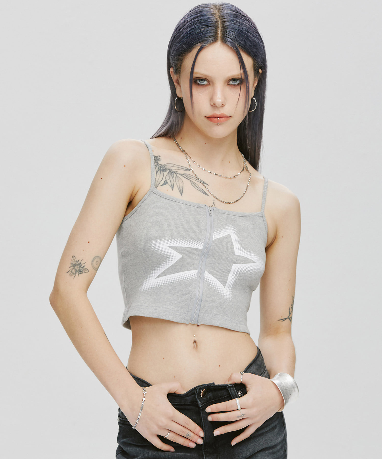YK Stella Zipper Sleeveless-Melange