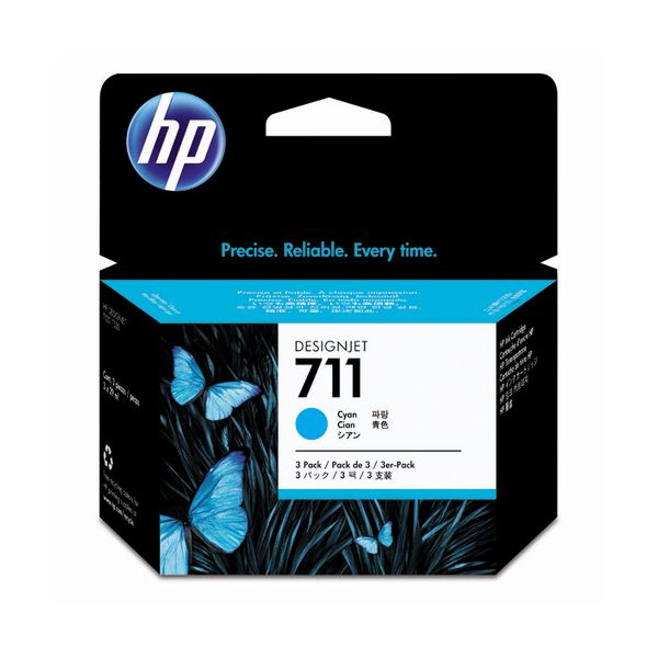 (まとめ) HP711 インクカートリッジ シアン 29ml/個 染料系 CZ134A 1箱(3個) (×3セット)