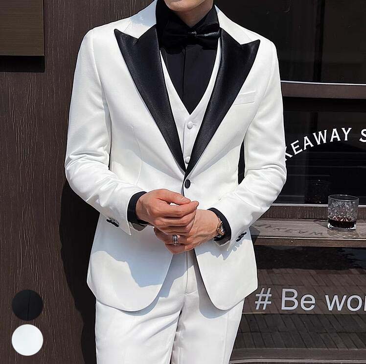 【新品セール 】結婚式スーツ スリーピース ジャケット パンツ ベスト 謝恩会 二次会 カジュアル スーツ オールシーズン フォーマルスーツ 大きいサイズ 通勤 ビジネススーツ メンズ 紳士服 3点セ