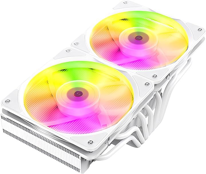 JF13K 240mm デュアルファン トップフロー CPUクーラー 空冷クーラー LED ARGB 5v 3pin LGA1700/1200/115X 4pin (LEDホワイト)