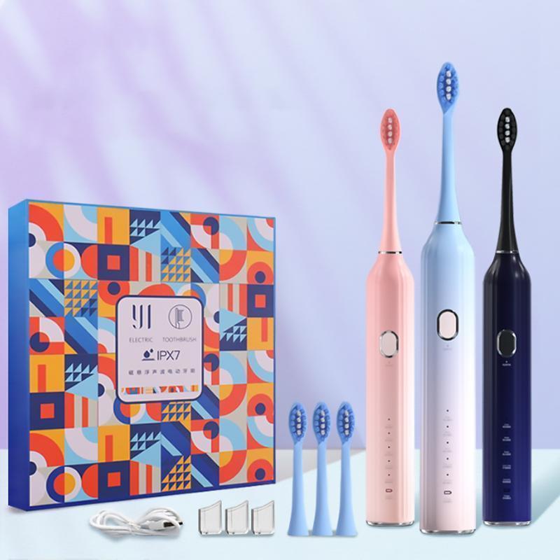 電動歯ブラシ 歯ブラシ 音波歯ブラシ 超音波歯ブラシ 口腔洗浄器 電動はぶら 充電式 IPX7防水 130日間使用可能 替えブラシ 2本