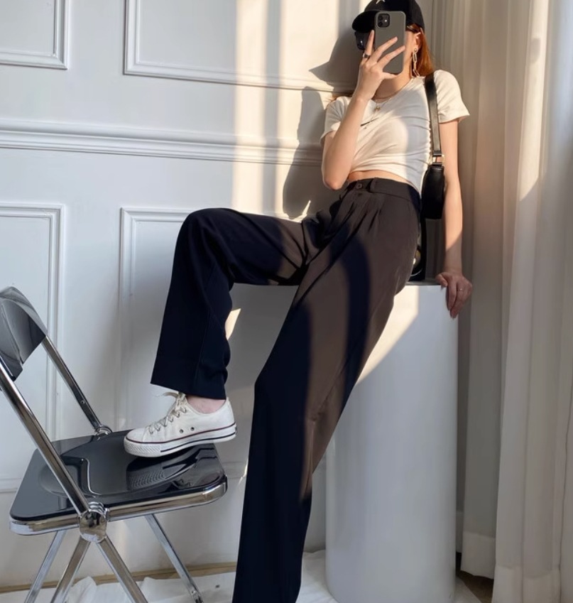 ボトムス デート モテアイテム ストレートパンツ ハイウエスト スラックス コットン 大人可愛い きれいめ 上品 おしゃれ かっこいい 大人可愛い ラブリー キュート ガーリー クール モード系