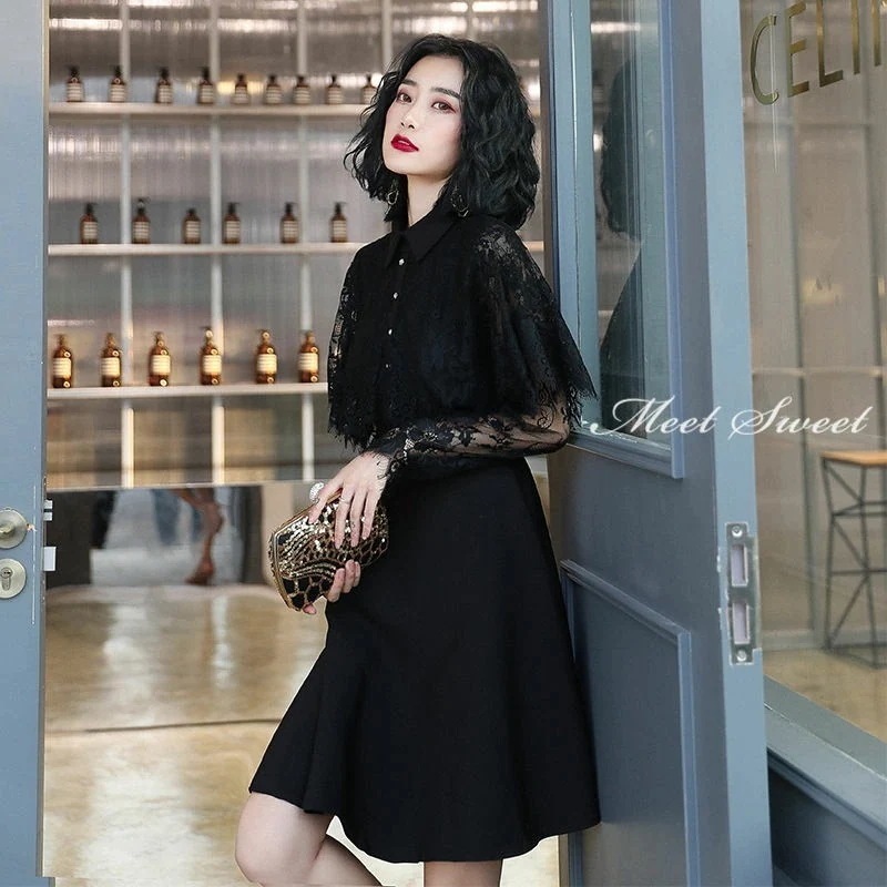 ウェディングドレス ウエディングドレス 膝丈ドレス ミニドレス 演奏会 発表会ドレス 二次会ドレス パーティードレス お呼ばれドレス レース長袖 ロングスリーブ ブラック カラードレス イブニングドレ