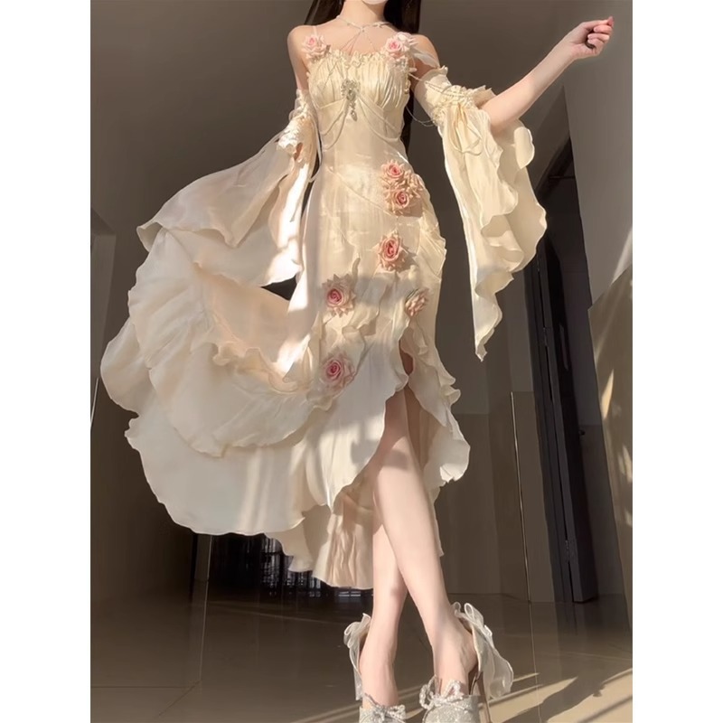 気質のプレミアム感はドレスロリータフィッシュテールドレスロリータエレガントな女神皇室の妹ロリータスカート女性バラ