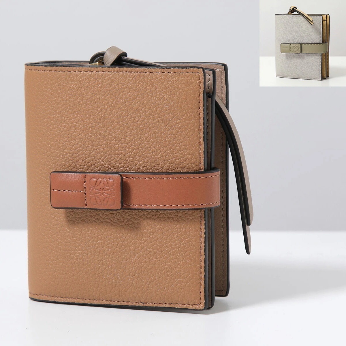 LOEWE ロエベ 二つ折り財布 COMPACT ZIP C660Z41X01 C660Z41X02 レディース レザー ミニ財布 バイカラー アナグラム カラー7色