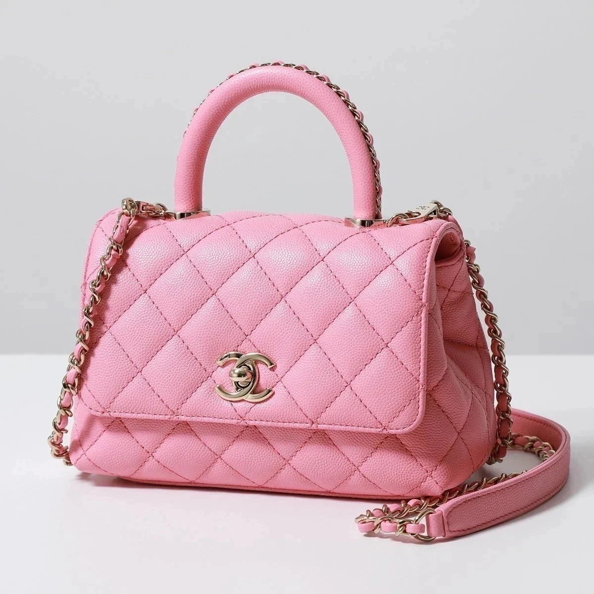 CHANEL シャネル ショルダーバッグ MATELASSE マトラッセ ココハンドル ミニ XXS AS2215 B13607 キャビアスキン チェーン 鞄