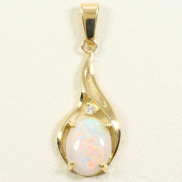 K14 14金 YG ペンダントトップ オパール ダイヤ 中古