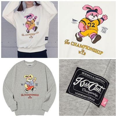 WITTY BUNNY RUGBY PLAYER GRAPHIC SWEATSHIRT