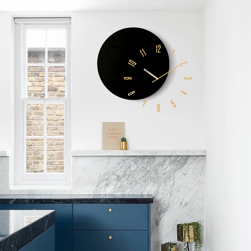 掛け時計 アート時計 丸型 ブラック ホワイト ゴールド 黒 白 金 シンプル モダン 壁掛け 非電波 個性的 高級 おしゃれ エレガント インテリア