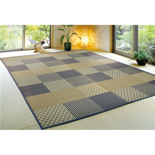 い草ラグ（裏貼り） 穂まれ ブラック 約176x230cm