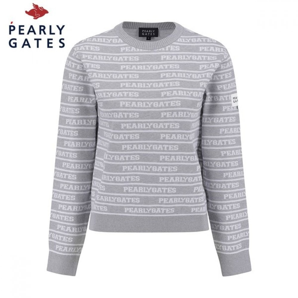 [パリゲイツ] レディースロゴストライプロングスリーブニット