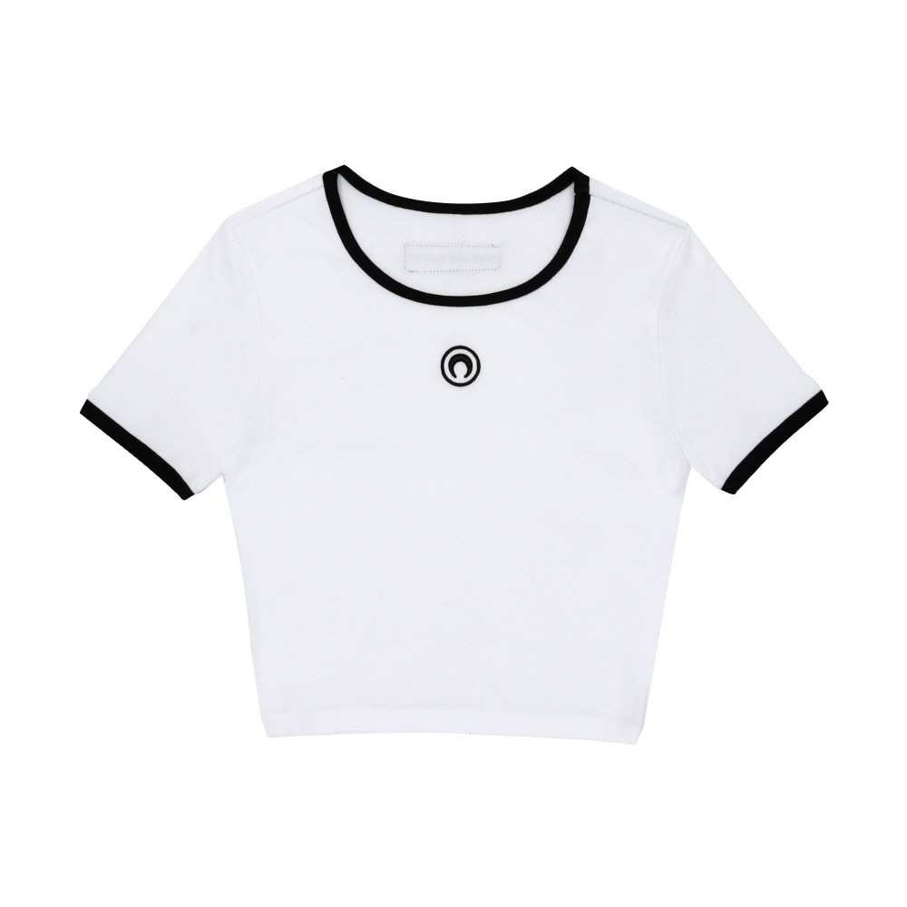 マリンセール レディース 半袖Tシャツ ムーンロゴ コントラスト リンガークロップ WTO087A CJER0008 WH10