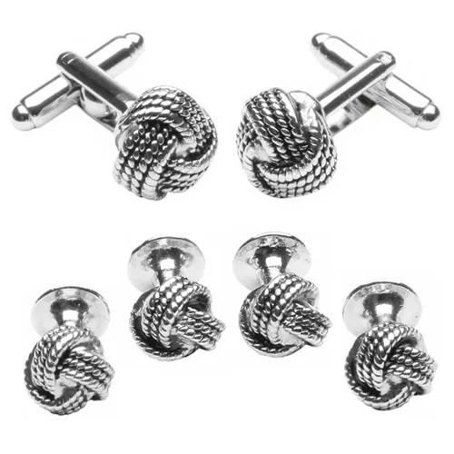 カフスボタン スタッドボタン セット シルバー チェーン ノット カフス スタッズセット