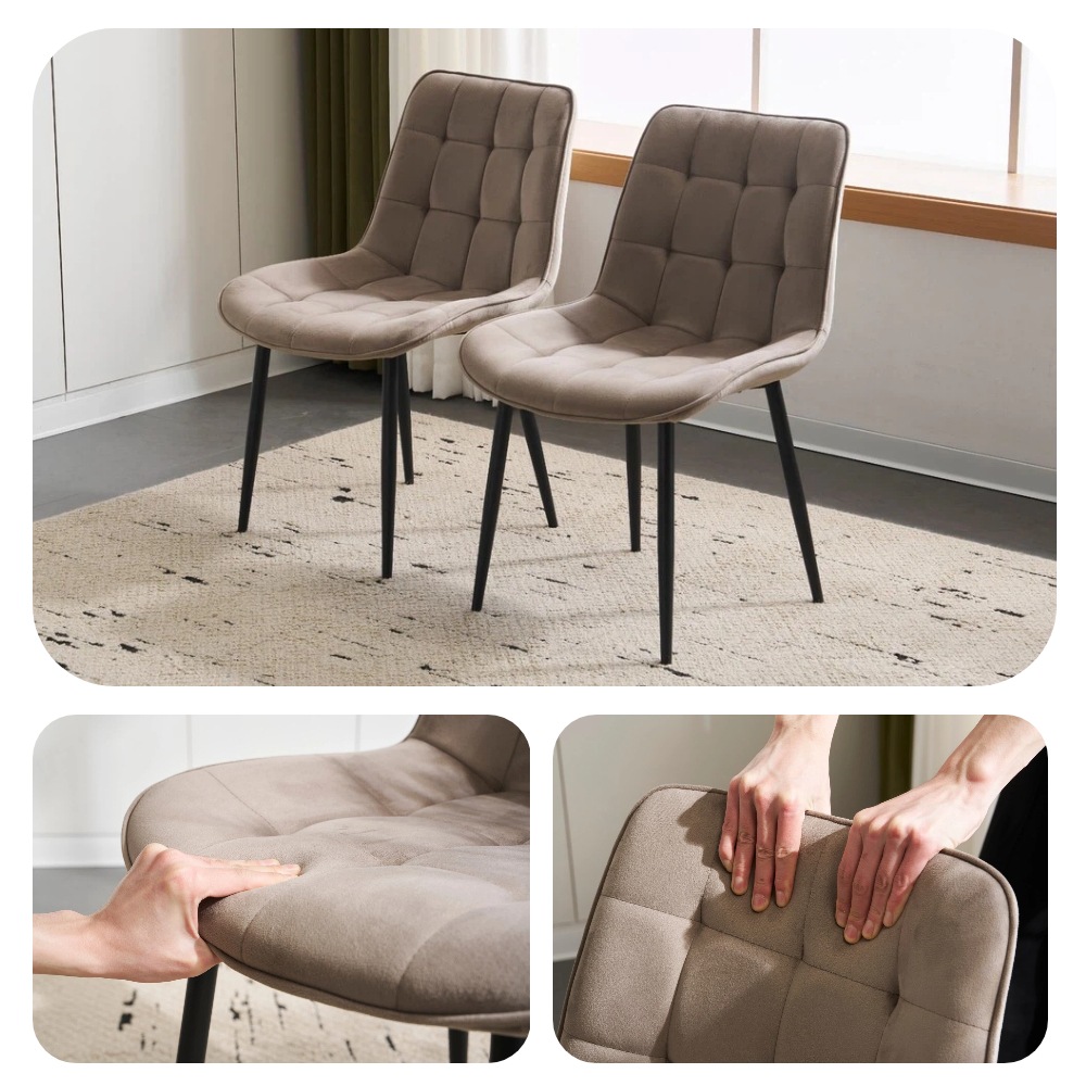 【国内出荷】【2脚】ダイニングチェア 椅子 ベルベット座面 コンパクト スチール脚 来客対応チェア おしゃれ 組立簡単 北欧風 イス テレワーク 在宅ワーク耐荷重130kg1