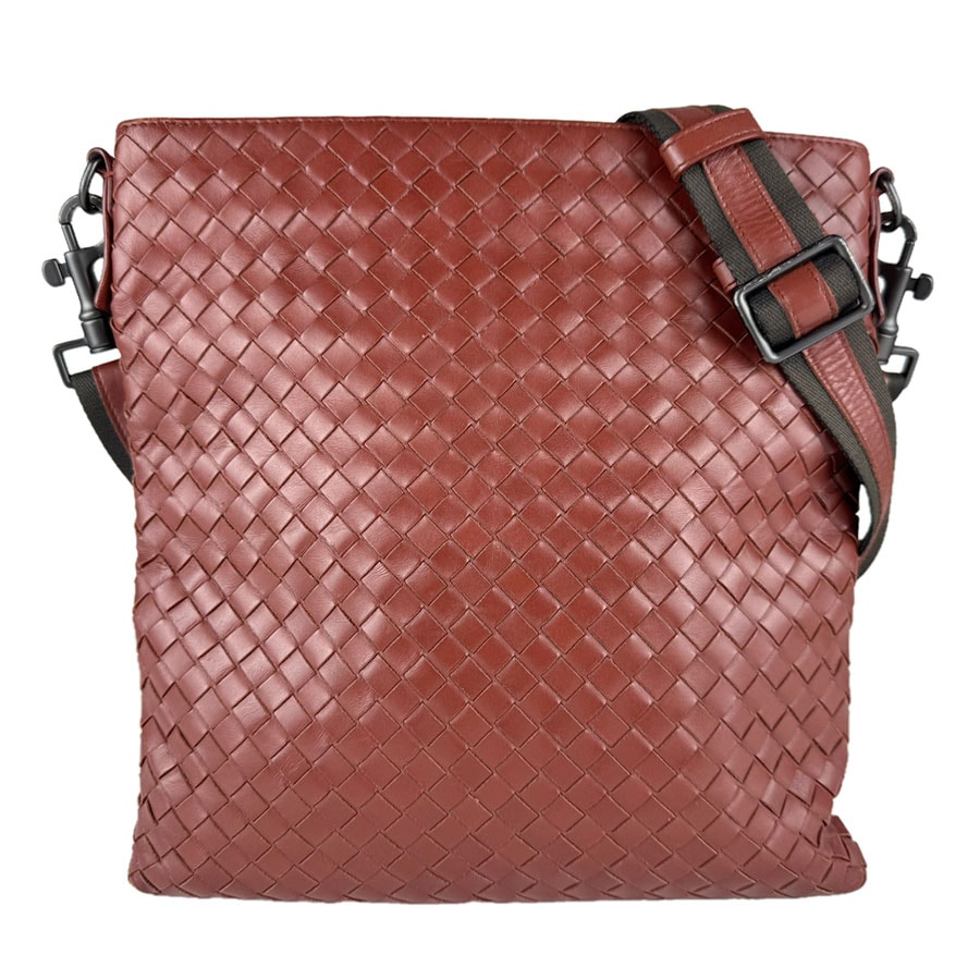 ボッテガヴェネタ BOTTEGAVENETA ショルダーバッグ イントレチャート レザー ブラウン メンズ z9147