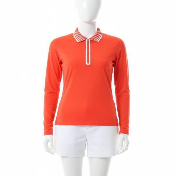 GFORE FEATHERWEIGHT SILKY TECH NYLON QUARTER ZIP POLO G4LS23K863-POPPY 女性用フェザーウェイトシル