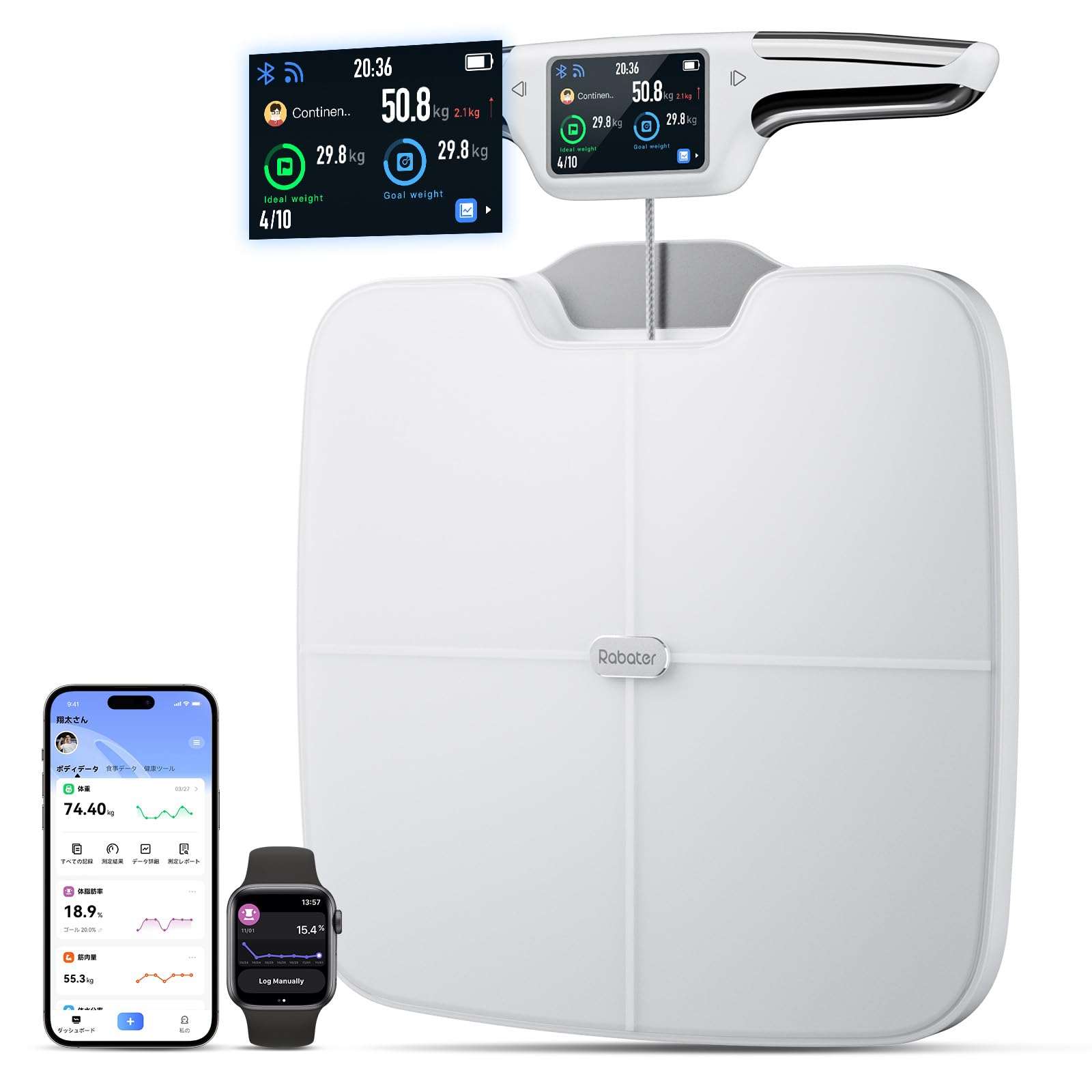 体重計 体組成計 体脂肪計 マルチ機能 【57項目測定 八電極 双周波BIA技術 ITO高感度センサー】 DEXA相関係97%以上 部位別測定 全身スキャン スマホ連動 WiFi通信機能 専用アプリ対