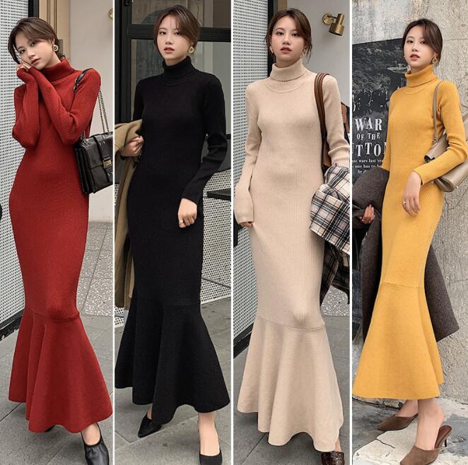 ニットワンピース ニット ワンピース レディース ロングワンピース ロング丈 マキシ丈 マキシワンピース 大きいサイズ タイトワンピース ハイネック