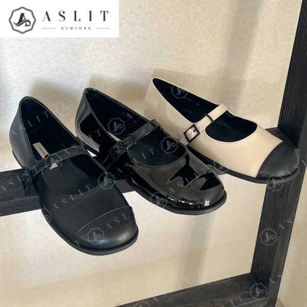 履き心地の良いツートン メリージェーン レディース フラットシューズ 短靴 1cm フラットシューズ