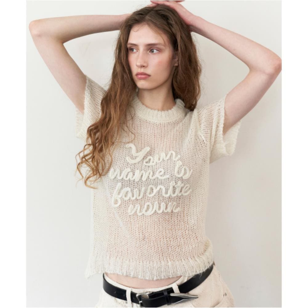 ROCKCAKE Seethrough Embroidery Knit Ivory RC24KN01000