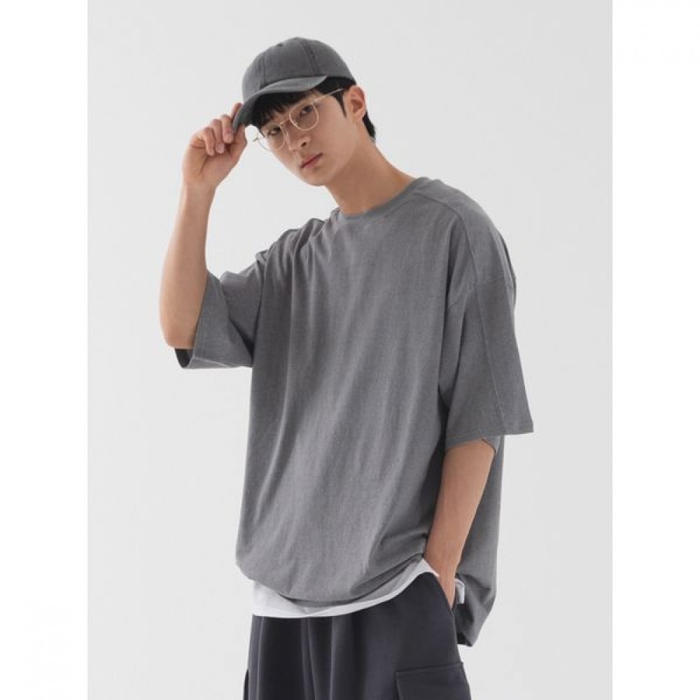 [Pianer] ピグメントインシジョンオーバーフィット半袖Tシャツ (グレー)