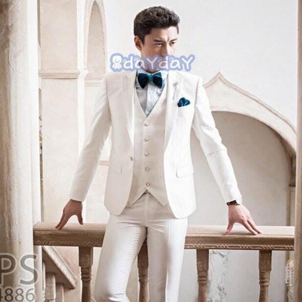 タキシード3点セット 結婚式 スーツ スリーピース 前撮り 新郎