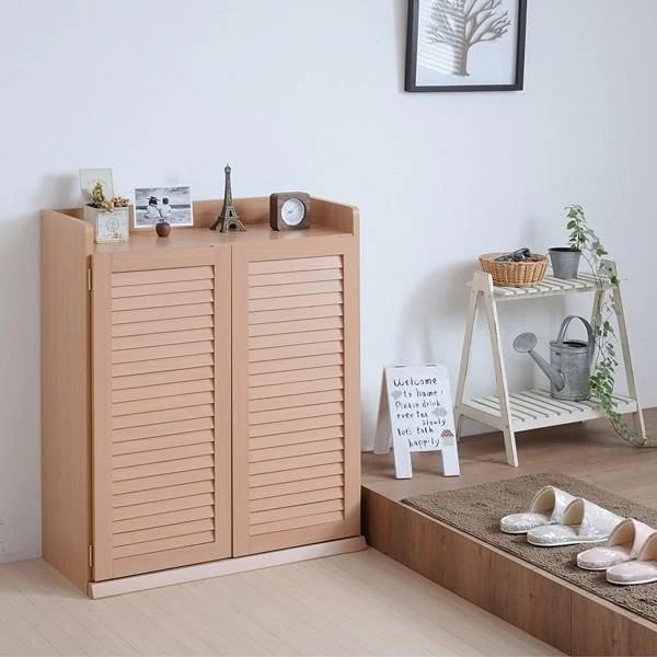 シューズボックス 靴箱 玄関収納 ルーバー 通気性 単品 扉 シューズラック 下駄箱 小 風通し 可動棚 ブーツ対応 調整 棚 小さめ 女性 レディース 白 ホワイト 茶