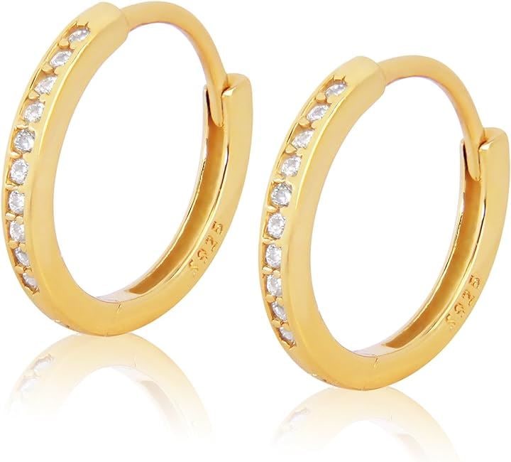 ピアス レディース フープピアス リング 金属アレルギー対応 リングピアス モアサナイト 人気 女性 誕生日プレゼント 記念日(ゴールド)