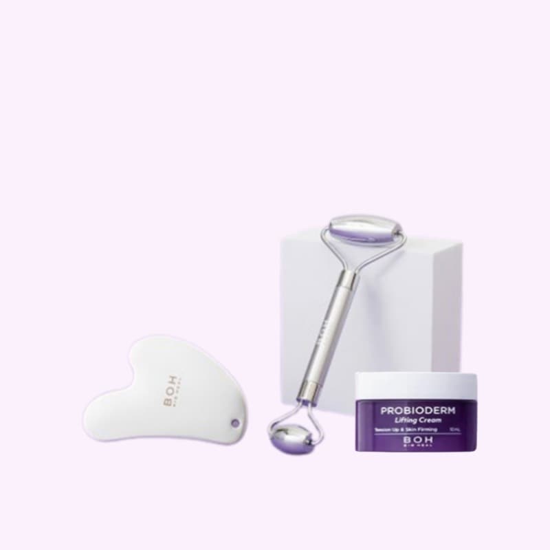 プロバイオダームリフティングフェイスローラー + グアシャマッサージャー 企画 (リフティングクリーム 15ml 増量付き) - 顔のリフティング効果と弾力アップ！