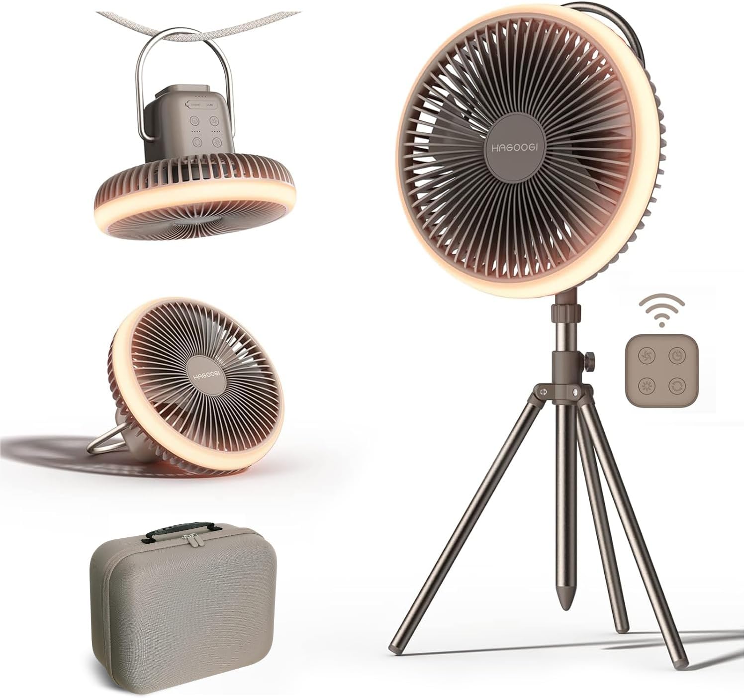 専門家が推奨 HAGOOGI キャンプ 扇風機 セット dcモーター コードレス 10000mAh アウトドア 扇風機 1台5役 卓上・吊り下げ・スタンド式・ 省エネ 軽量 静音 熱中症対策 ブロンズ
