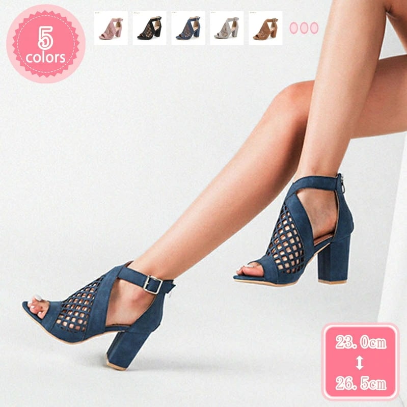 1000円OFFクーポン サンダル グラディエーター ブーツサンダル レディース ハイヒール太ヒール 8cmヒール グラディエーターサンダル オープントゥ 痛くない 走れる 婦人靴 美脚 オシャレ 大