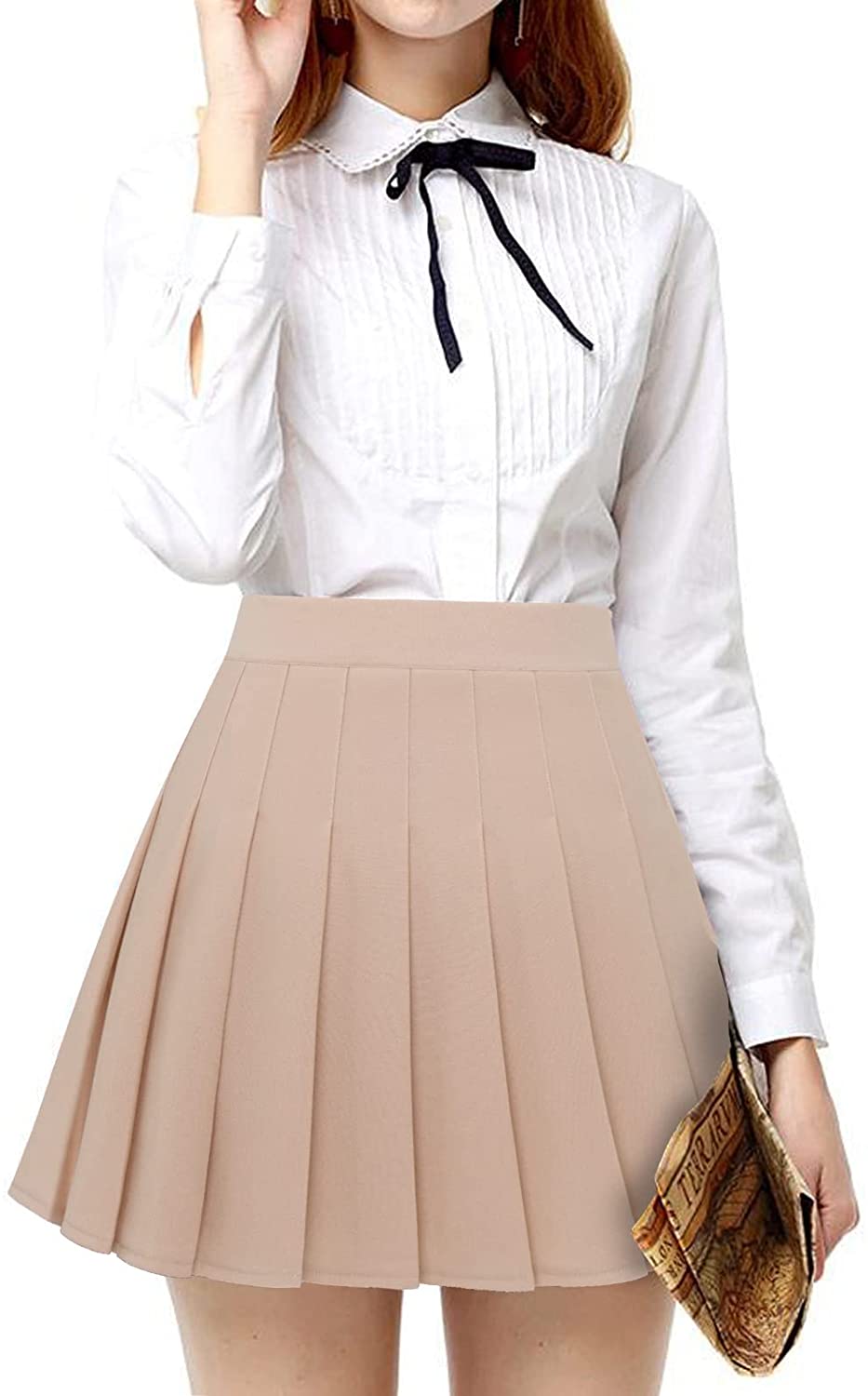 レディース スカート ミニスカート プリーツ 無地 学生 制服 ガールズ ハイウェスト 美脚 Aライ