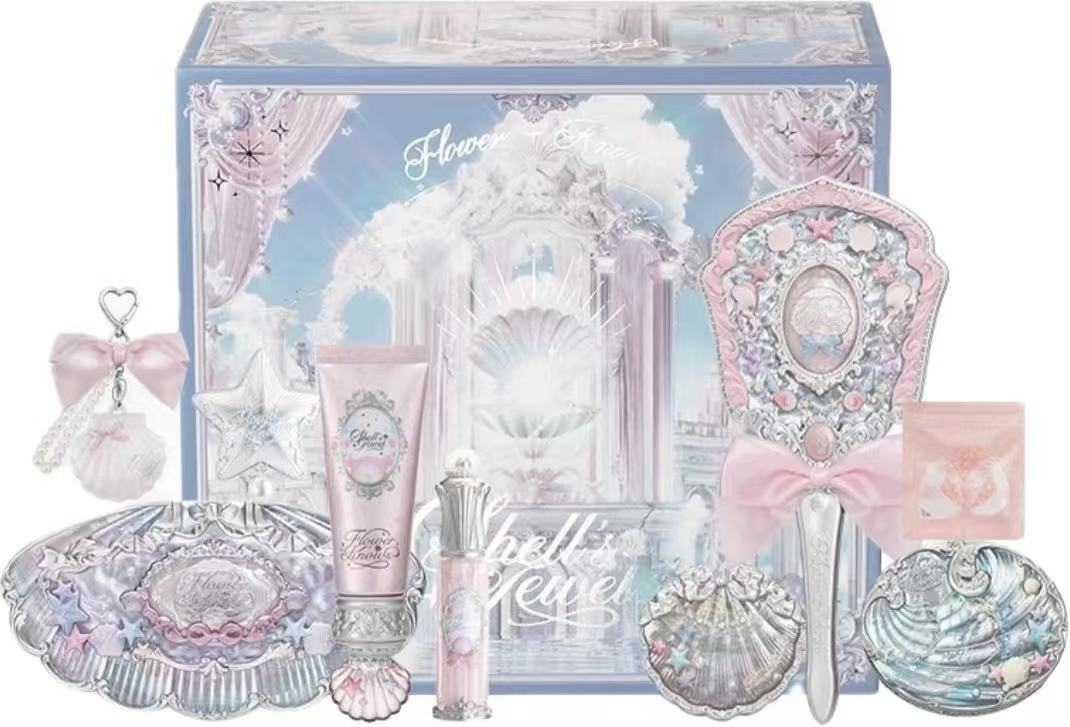 シェルズジュエルコレクション リップ グレーズ サテンチーク アイシャドウパレット ハンドミラー ヘアクリップ