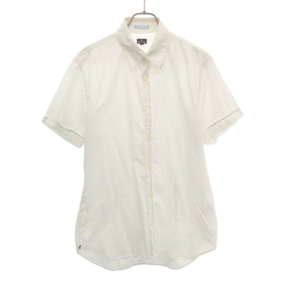 ピーエスポールスミス 日本製 ドット柄 半袖 コットンシャツ M ホワイト×ブラック PS Paul Smith メンズ