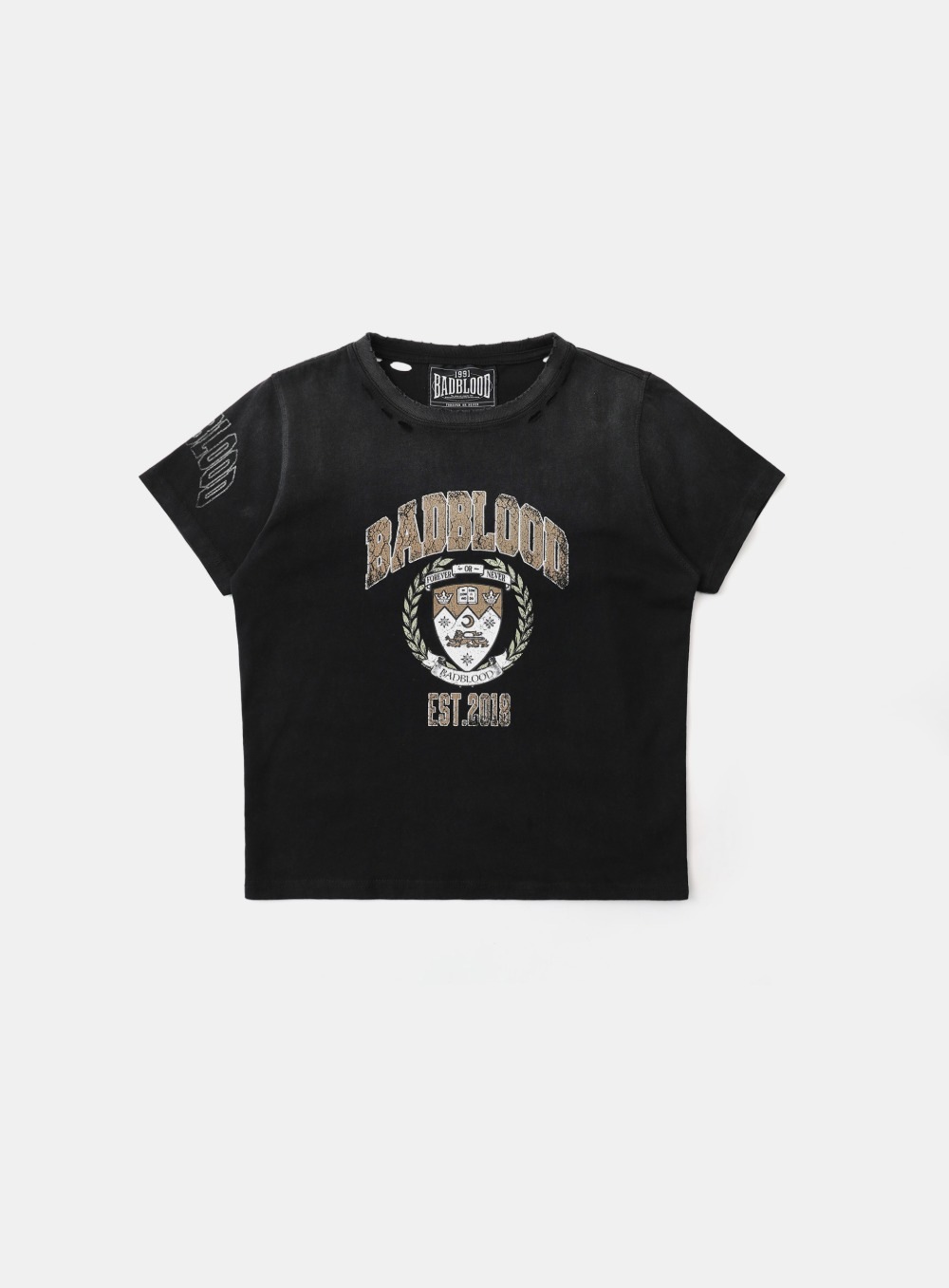 【BADBLOOD】 WALKSHOP PRINT DISTRESSED T-SHIRT : BLACK
