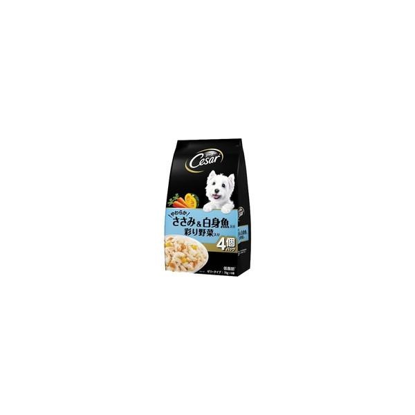 【1ケース】【お取り寄せ対象品】シーザー やわらかささみ＆白身魚入り 彩り野菜入り(70g*4袋入)[シーザー(Cesar)] *36個