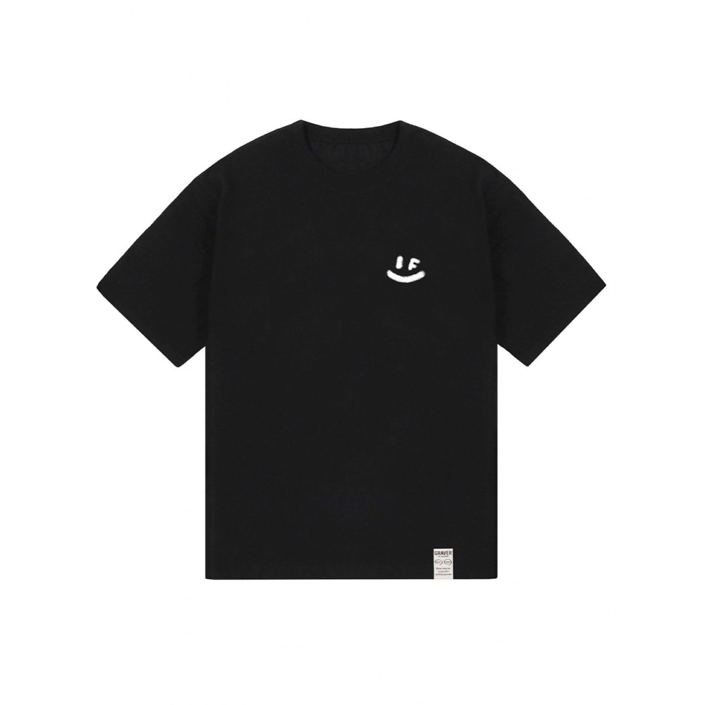 GRAVERスプレースモール描画スマイル半袖ブラックホワイトロゴ