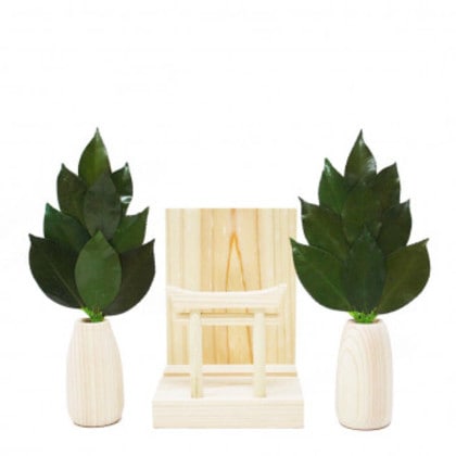 A＆K 日本製プリザーブド ミニS榊丸立て 鳥居付き神棚セット ST-034