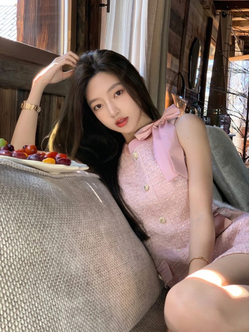 Xiaoxiangfeng ドレス女性の夏の娘のリボンタンクトップと短いスカートK82