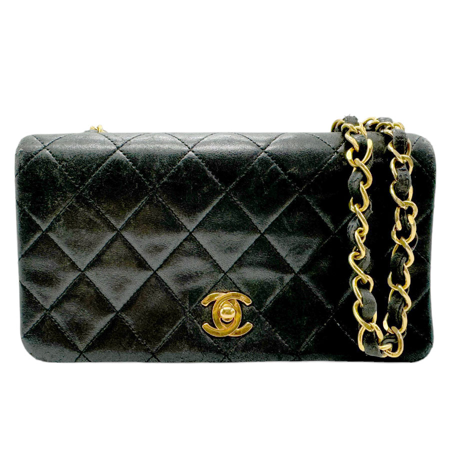 シャネル CHANEL ショルダーバッグ ラムスキン ブラック ゴールド レディース n0347