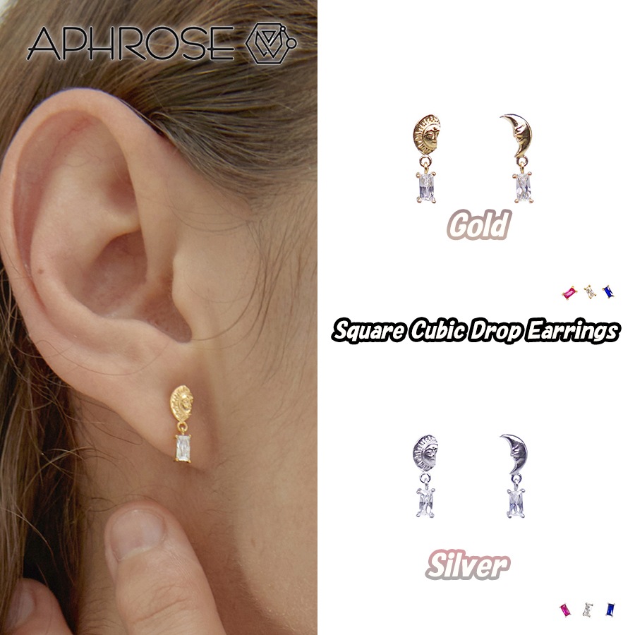 Square Cubic Drop Earrings 韓国ファション 正規品