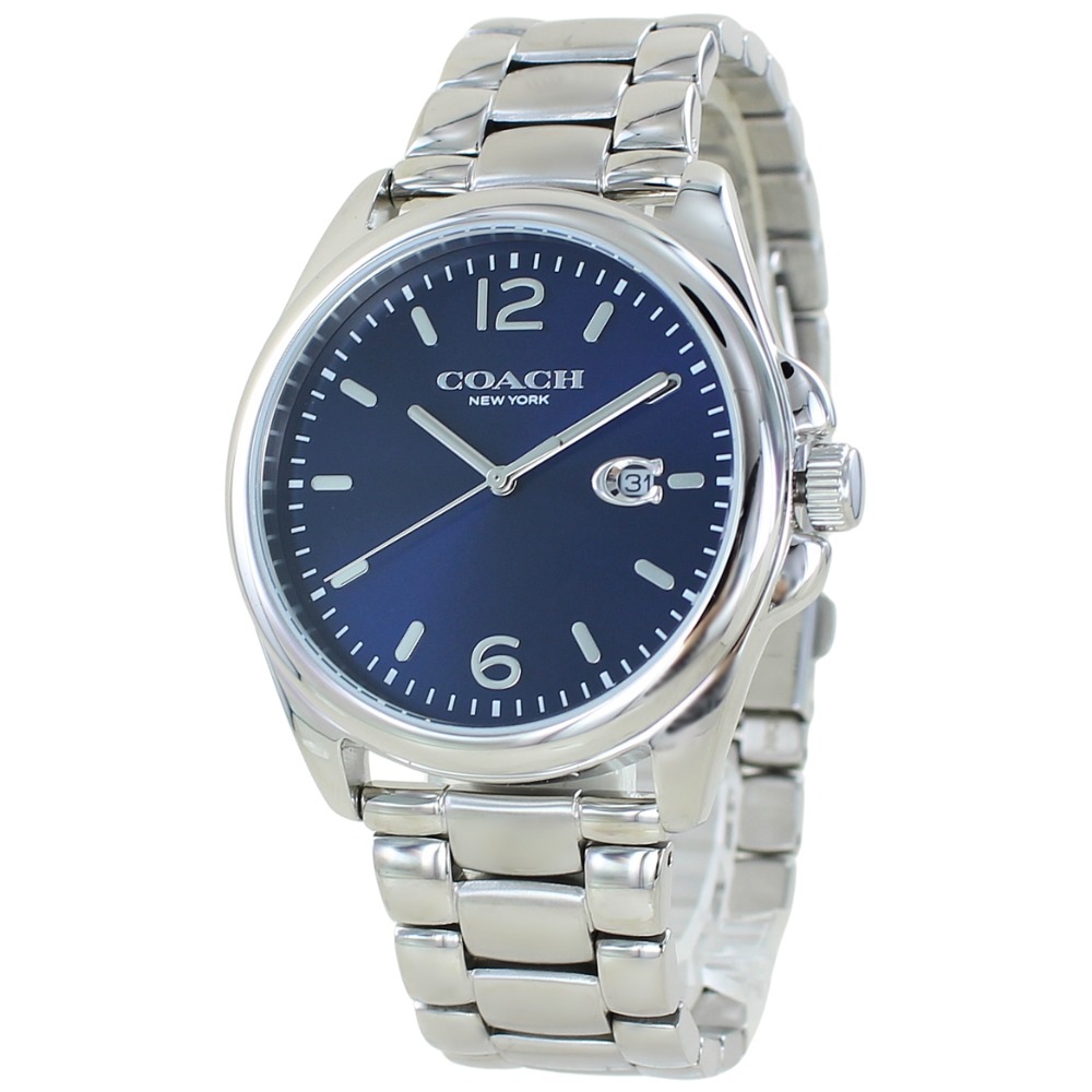 コーチ 腕時計 手表 メンズ シンプル おしゃれ 文字盤 青 ダークブルー シルバー ステンレス腕時計 男性用腕時計 誕生日プレゼント 結婚記念日 男性向け ギフト クリスマス プレゼント