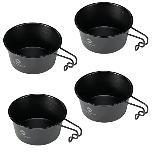 キャンピングムーン(CAMPING MOON) キャンプ用 コップ ステンレス シェラカップ 黒 深型 黒シェラ 360ml 4点セット BKS-360-4P