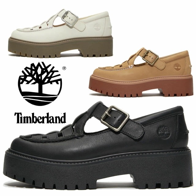 ティンバーランド レディース 厚底 カジュアルシューズ ストーン ストリート バックルシューズ チャンキーソール レザーシューズ 本革 TB0A4188 W02 ブラック 黒 EX4 ナチュラル EN