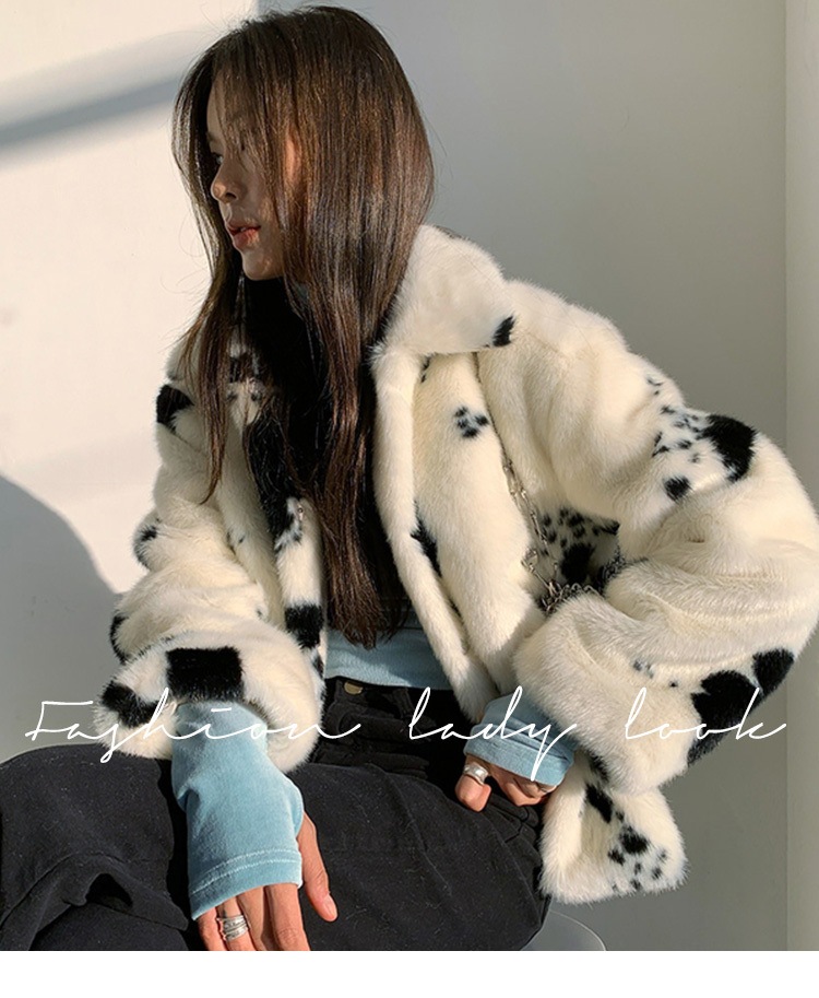 ファージャケット　カウ柄 ウールコート 韓国 冬